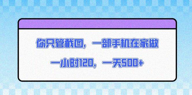 （13785期）你只管截图，一部手机在家做，一小时120，一天500+ - 首创网