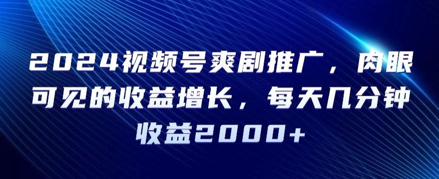 2024视频号爽剧推广，肉眼可见的收益增长，每天几分钟收益2000+【揭秘】 - 首创网