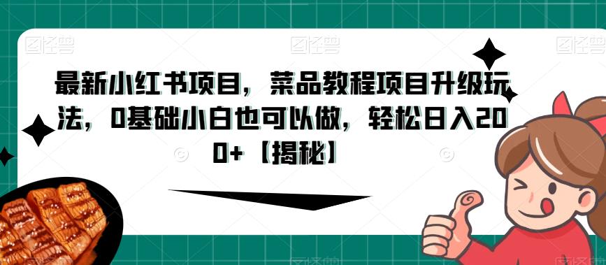 最新小红书项目，菜品教程项目升级玩法，0基础小白也可以做，轻松日入200+【揭秘】 - 首创网