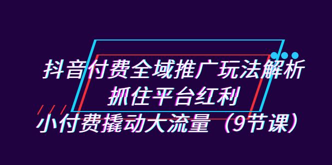 （7160期）抖音付费全域推广玩法解析：抓住平台红利，小付费撬动大流量（9节课） - 首创网