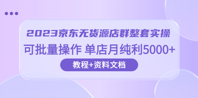 （6223期）2023京东-无货源店群整套实操 可批量操作 单店月纯利5000+63节课+资料文档 - 首创网