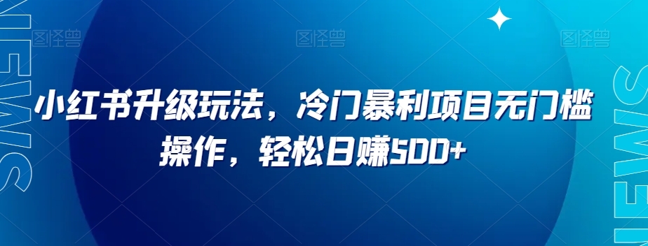 小红书升级玩法，冷门暴利项目无门槛操作，轻松日赚500+【揭秘】 - 首创网