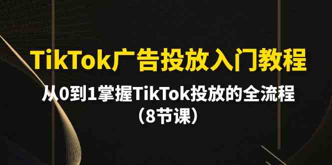 TikTok广告投放入门教程，从0到1掌握TikTok投放的全流程（8节课） - 首创网