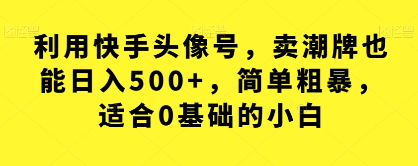 利用快手头像号，卖潮牌也能日入500+，简单粗暴，适合0基础的小白【揭秘】 - 首创网