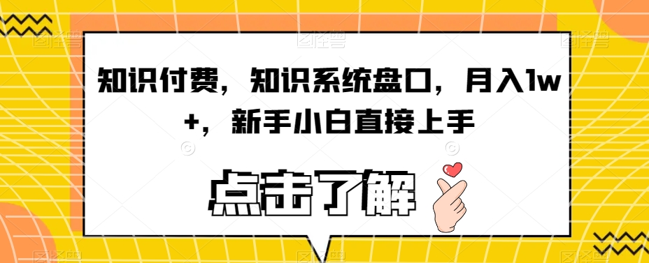 知识付费，知识系统盘口，月入1w+，新手小白直接上手 - 首创网