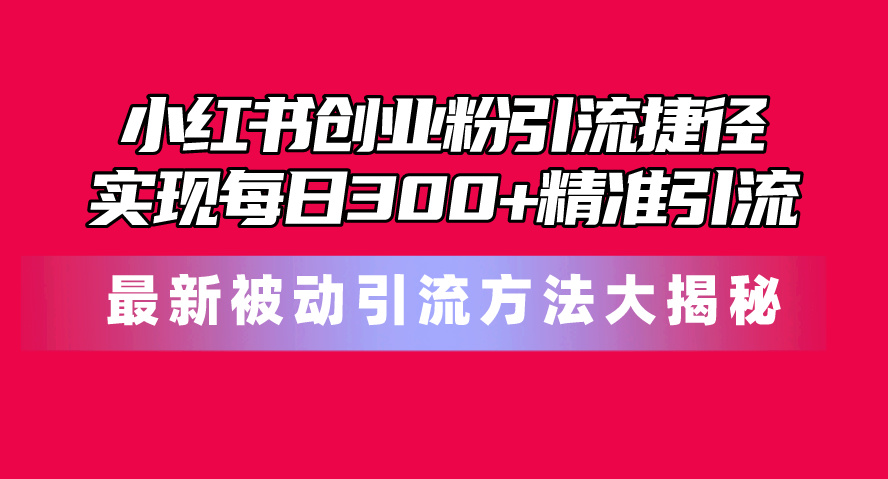 （10692期）小红书创业粉引流捷径！最新被动引流方法大揭秘，实现每日300+精准引流 - 首创网