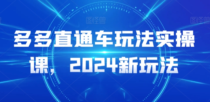 多多直通车玩法实操课，2024新玩法 - 首创网