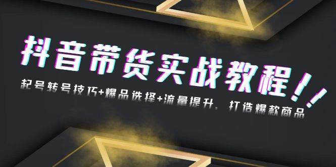 （13526期）抖音带货实战教程：起号转号技巧+爆品选择+流量提升，打造爆款商品 - 首创网