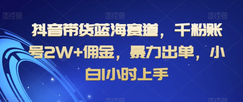 抖音带货蓝海赛道，千粉账号2W+佣金，暴力出单，小白1小时上手【揭秘】 - 首创网