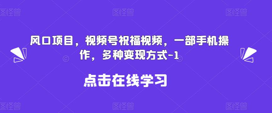 新风口项目，视频号祝福视频，一部手机操作，多种变现方式【揭秘】 - 首创网