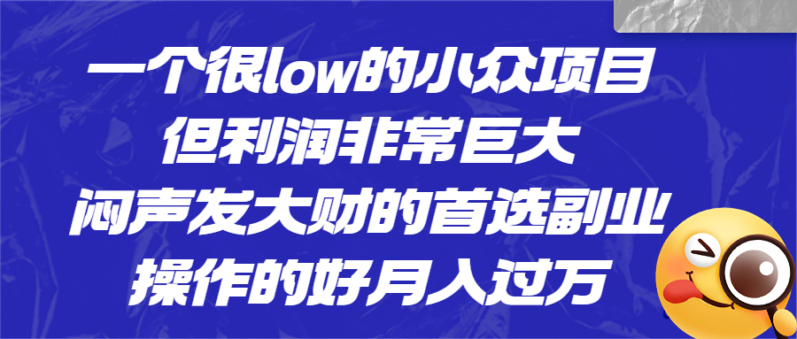 （6601期）一个很low的小众项目，但利润非常巨大，闷声发大财的首选副业，月入过万 - 首创网