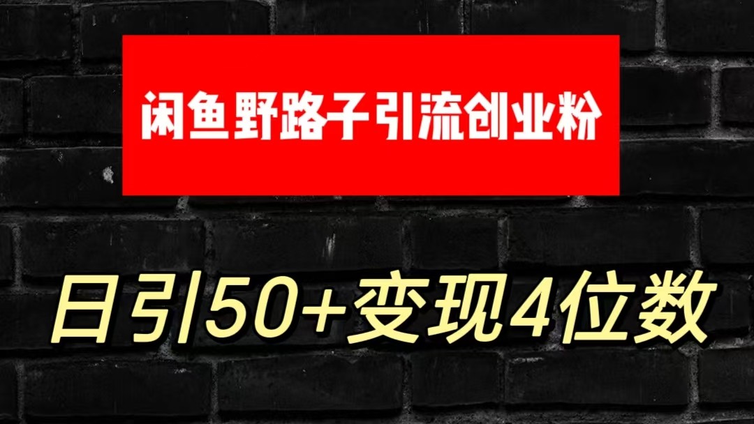 大眼闲鱼野路子引流创业粉，日引50+单日变现四位数 - 首创网