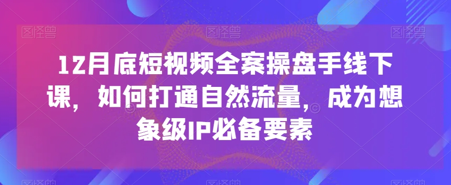 12月底短视频全案操盘手线下课，如何打通自然流量，成为想象级IP必备要素 - 首创网