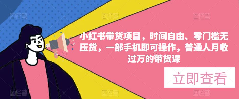 小红书带货项目，时间自由、零门槛无压货，一部手机即可操作，普通人月收过万的带货课 - 首创网