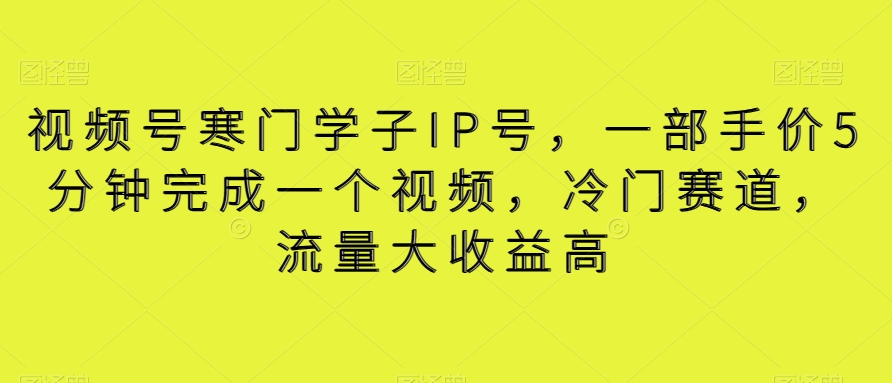 视频号寒门学子IP号，一部手价5分钟完成一个视频，冷门赛道，流量大收益高【揭秘】 - 首创网