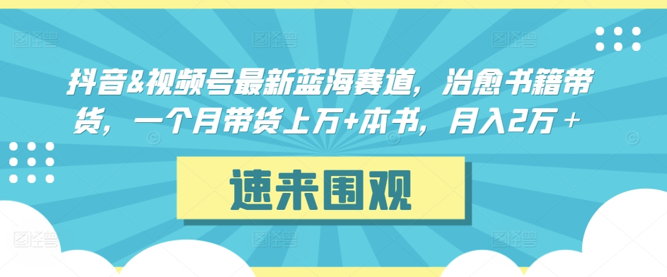 抖音&视频号最新蓝海赛道，治愈书籍带货，一个月带货上万+本书，月入2万＋ - 首创网