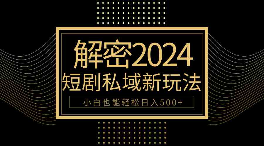 （9951期）10分钟教会你2024玩转短剧私域变现，小白也能轻松日入500+ - 首创网