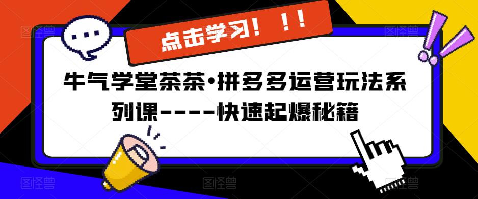 牛气学堂茶茶•拼多多运营玩法系列课—-快速起爆秘籍【更新】 - 首创网