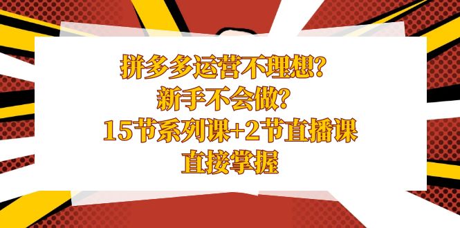 （8479期）拼多多运营不理想？新手不会做？15节系列课+2节直播课，直接掌握 - 首创网