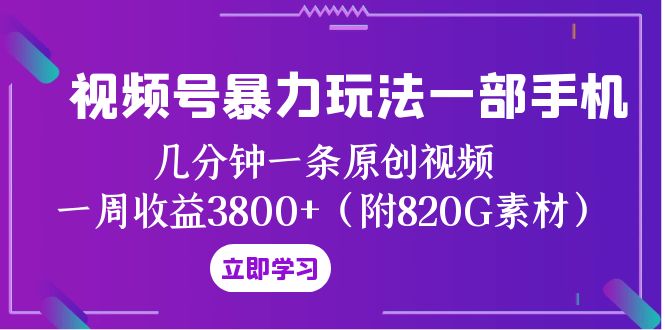 （8017期）视频号暴力玩法一部手机 几分钟一条原创视频 一周收益3800+（附820G素材） - 首创网