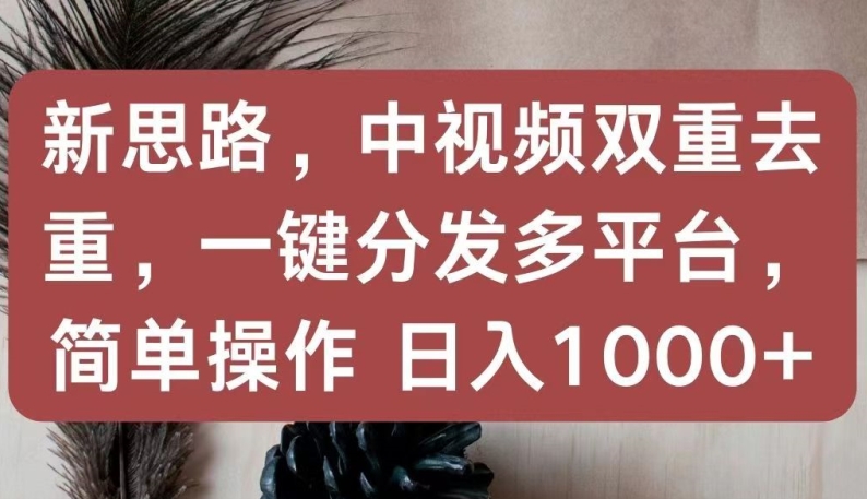 新思路，中视频双重去重，一键分发多平台，简单操作，日入1000+ - 首创网