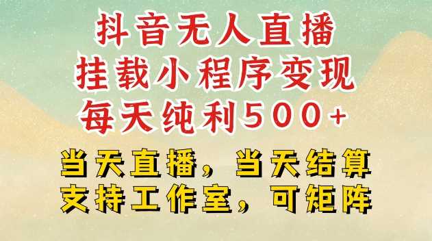 抖音无人直播挂载小程序变现每天纯利500+当天直播，当天结算支持工作室，可矩阵【揭秘】 - 首创网