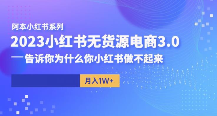 阿本小红书无货源电商3.0，告诉你为什么你小红书做不起来 - 首创网