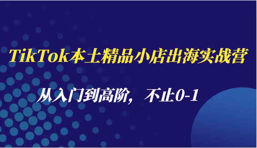 TikTok本土精品小店出海实战营，从入门到高阶，不止0-1 - 首创网