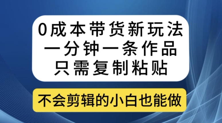 0成本带货新玩法，一分钟一条作品，只需复制粘贴就可以做 - 首创网