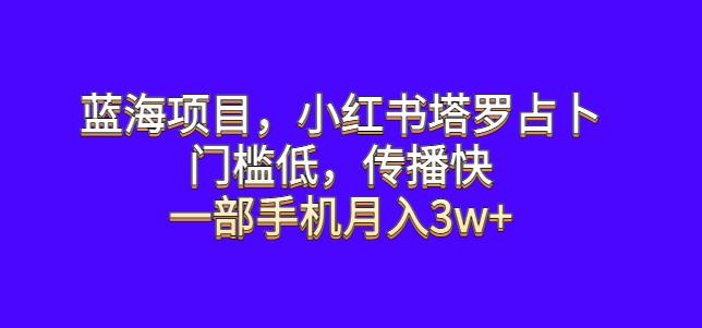 蓝海项目，小红书塔罗占卜，门槛低，传播快，一部手机月入3w+【揭秘】 - 首创网