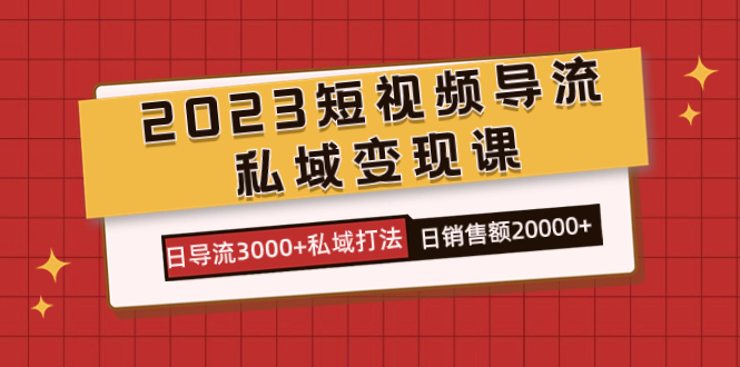 （7550期）2023短视频导流·私域变现课，日导流3000+私域打法  日销售额2w+ - 首创网