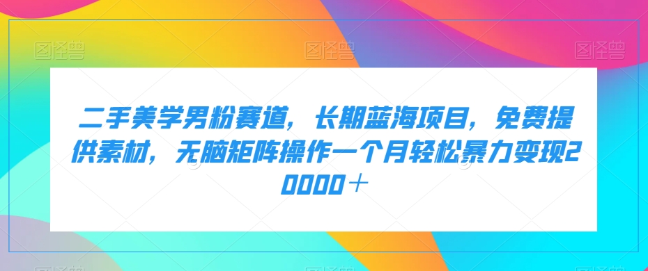 二手美学男粉赛道，长期蓝海项目，无脑矩阵操作一个月轻松暴力变现20000＋ - 首创网