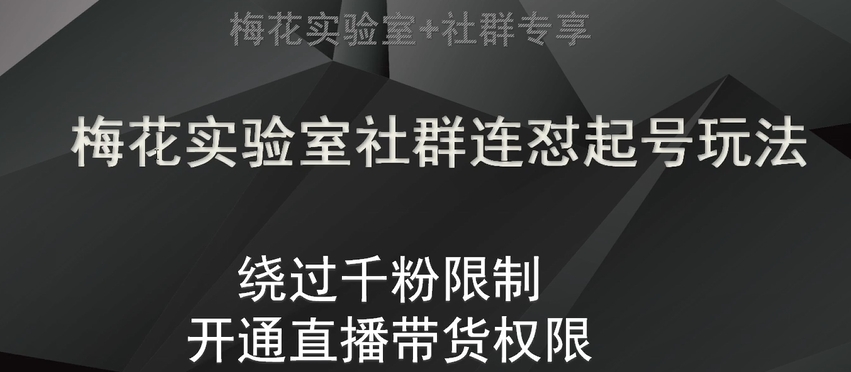 梅花实验室社群连怼起号玩法，视频号绕过千粉限制，开通直播带货权限【揭秘】 - 首创网