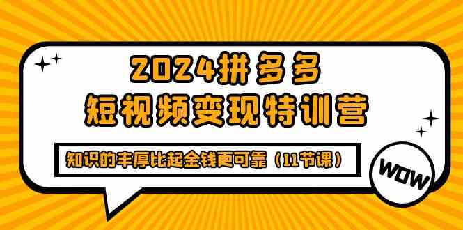 2024拼多多短视频变现特训营，知识的丰厚比起金钱更可靠（11节课） - 首创网