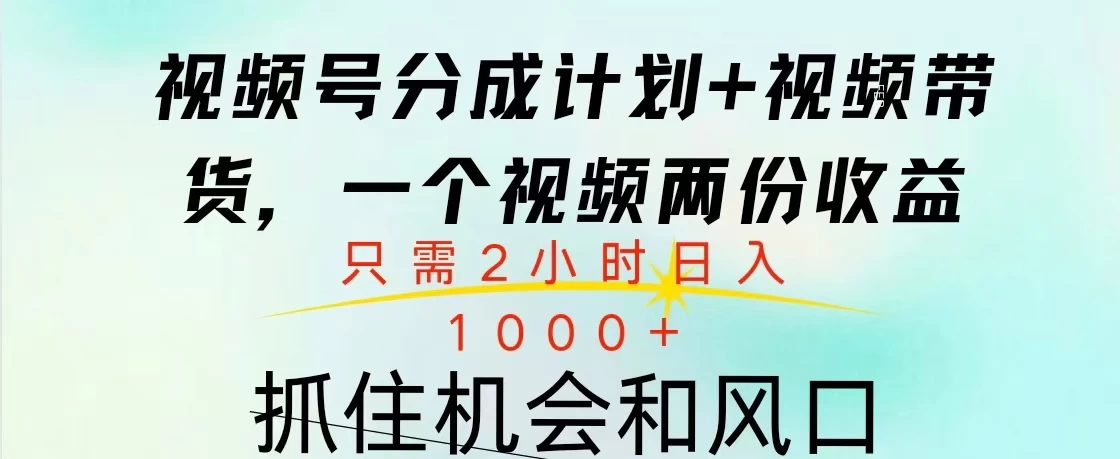 视频号橱窗带货， 10分钟一个视频， 2份收益，日入1000+ - 首创网