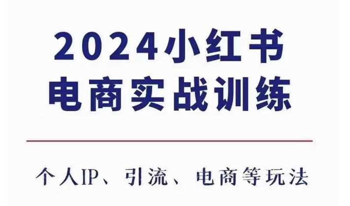 2024小红书电商3.0实战训练，包含个人IP、引流、电商等玩法 - 首创网