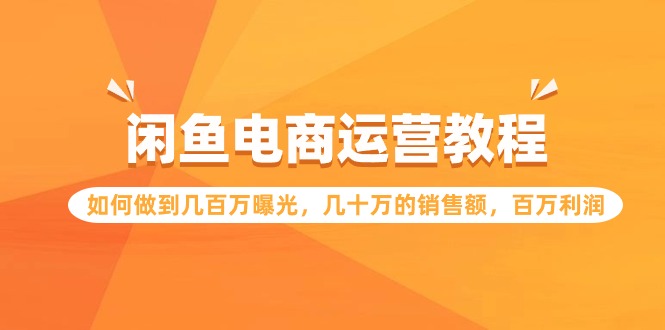 闲鱼电商运营教程：如何做到几百万曝光，几十万的销售额，百万利润 - 首创网